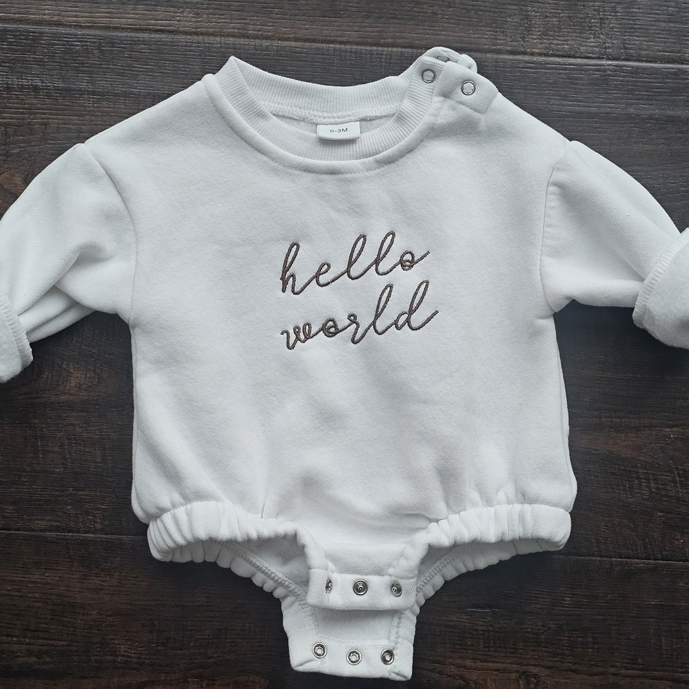 White 'Hello World' Kids One Piece